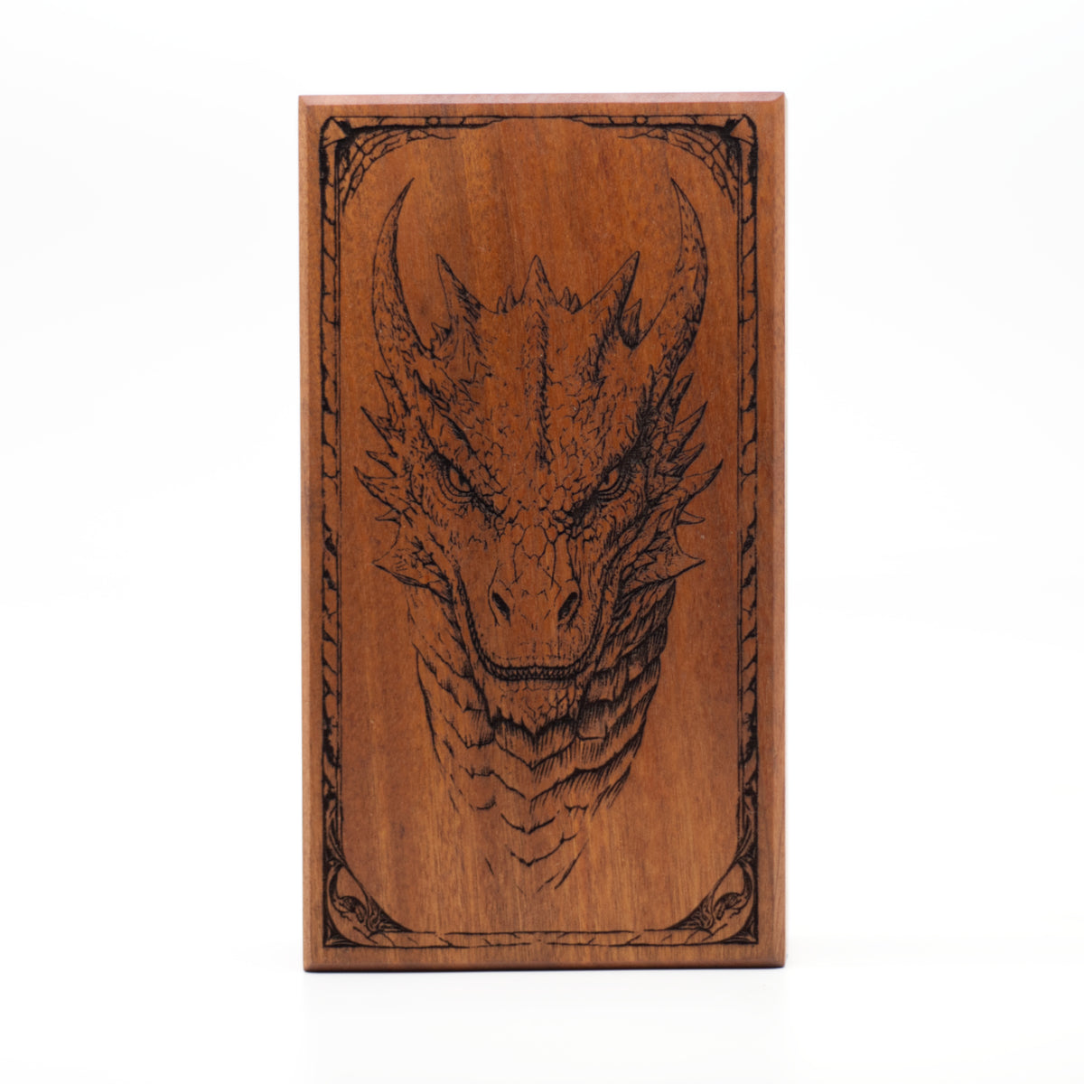 Dragon engraved on the cover of the dice box.